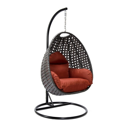 Charcoal Wicker Hanging Single Egg Swing Chair With Cushions - Elax Furniture