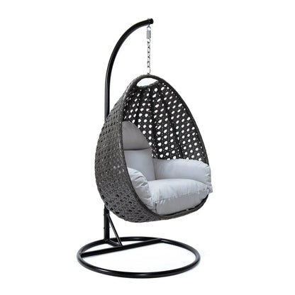 Charcoal Wicker Hanging Single Egg Swing Chair With Cushions - Elax Furniture
