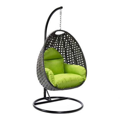 Charcoal Wicker Hanging Single Egg Swing Chair With Cushions - Elax Furniture