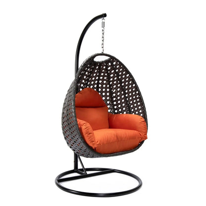 Charcoal Wicker Hanging Single Egg Swing Chair With Cushions - Elax Furniture
