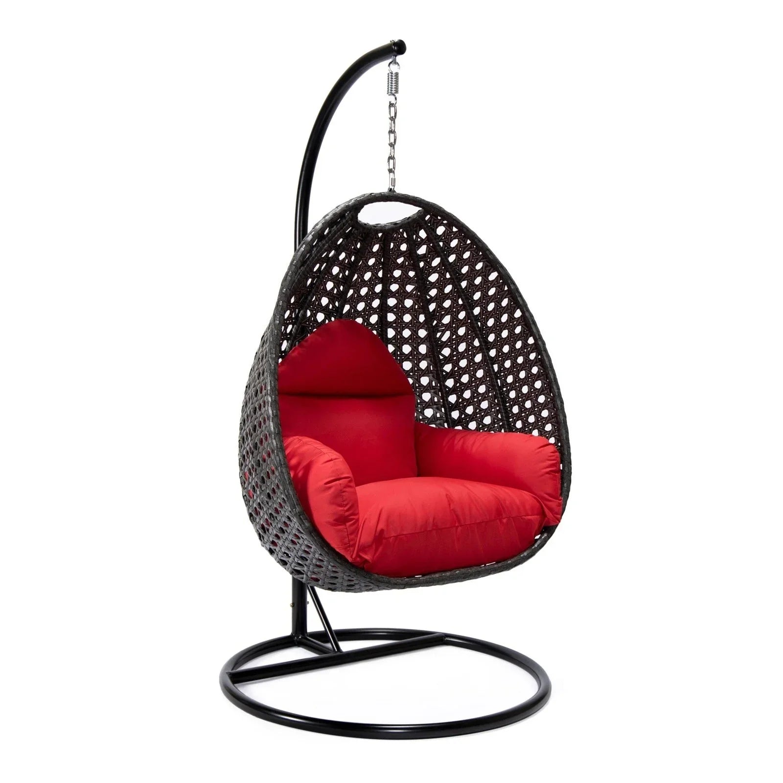 Charcoal Wicker Hanging Single Egg Swing Chair With Cushions - Elax Furniture