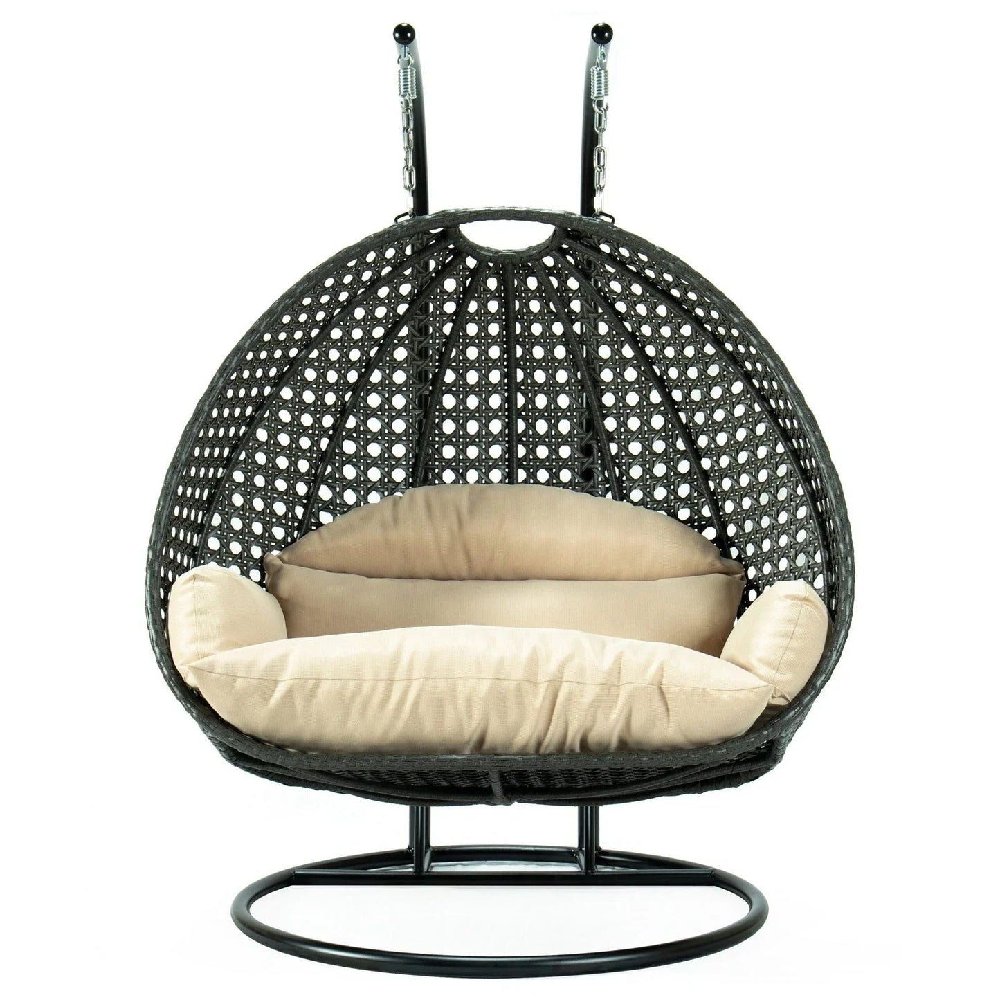 Modern Charcoal Wicker Hanging Double Seater Egg Swing Chair - Elax Furniture