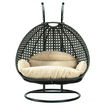 Modern Charcoal Wicker Hanging Double Seater Egg Swing Chair - Elax Furniture