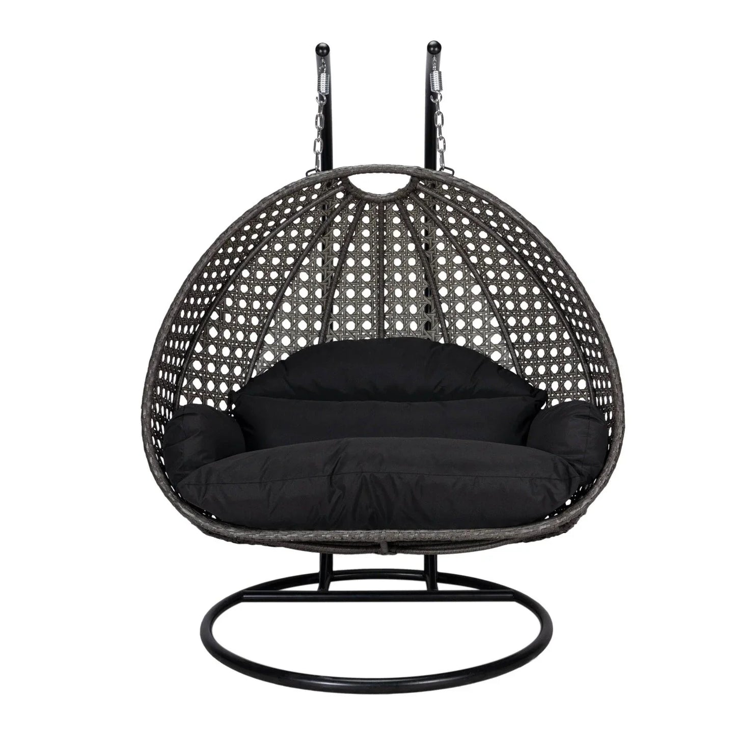 Modern Charcoal Wicker Hanging Double Seater Egg Swing Chair - Elax Furniture