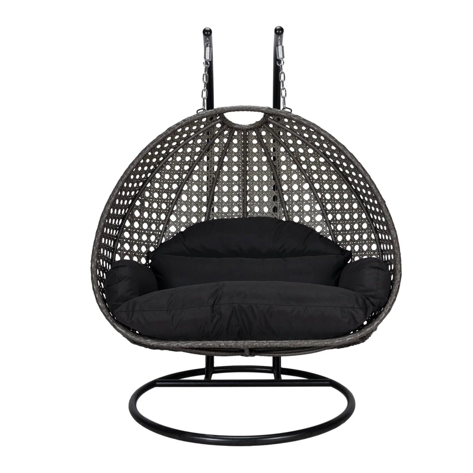 Modern Charcoal Wicker Hanging Double Seater Egg Swing Chair - Elax Furniture