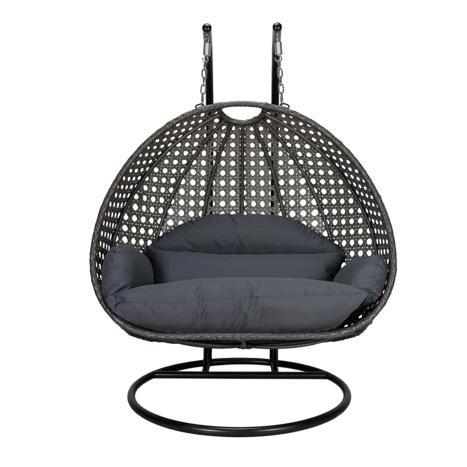 Modern Charcoal Wicker Hanging Double Seater Egg Swing Chair - Elax Furniture