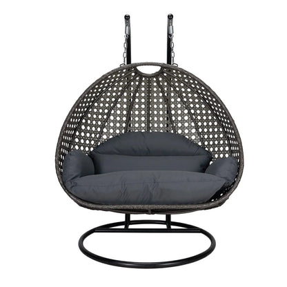 Modern Charcoal Wicker Hanging Double Seater Egg Swing Chair - Elax Furniture