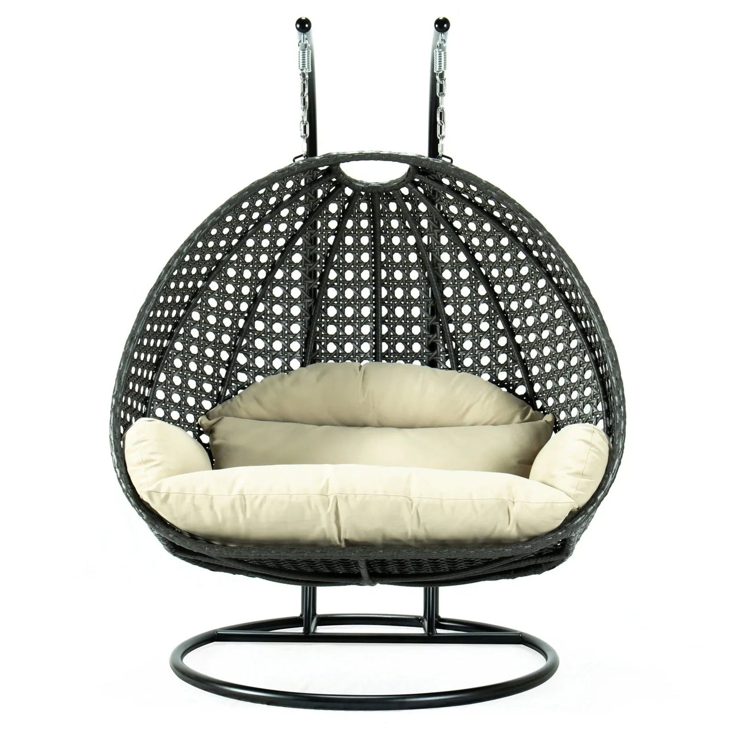 Modern Charcoal Wicker Hanging Double Seater Egg Swing Chair - Elax Furniture