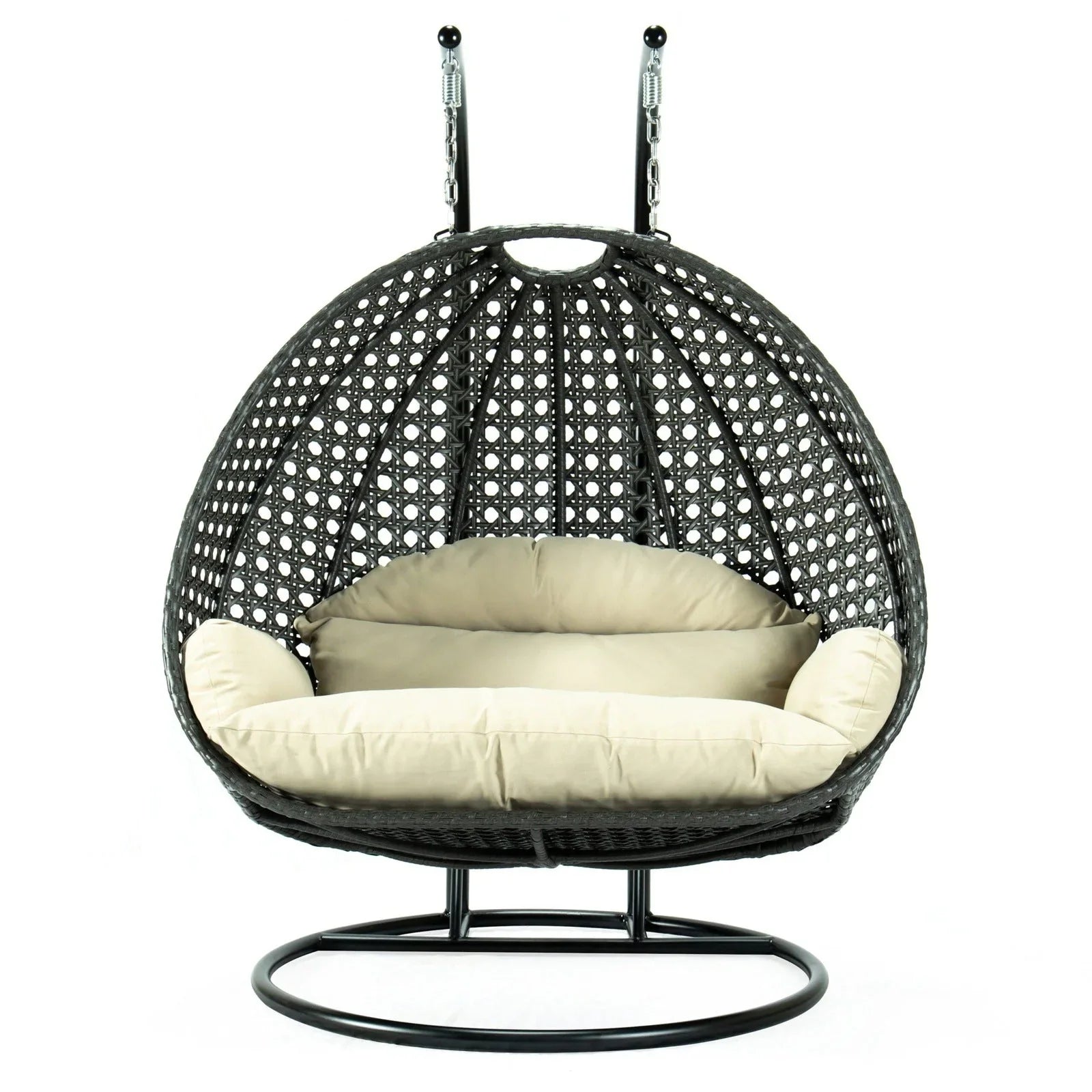 Modern Charcoal Wicker Hanging Double Seater Egg Swing Chair - Elax Furniture