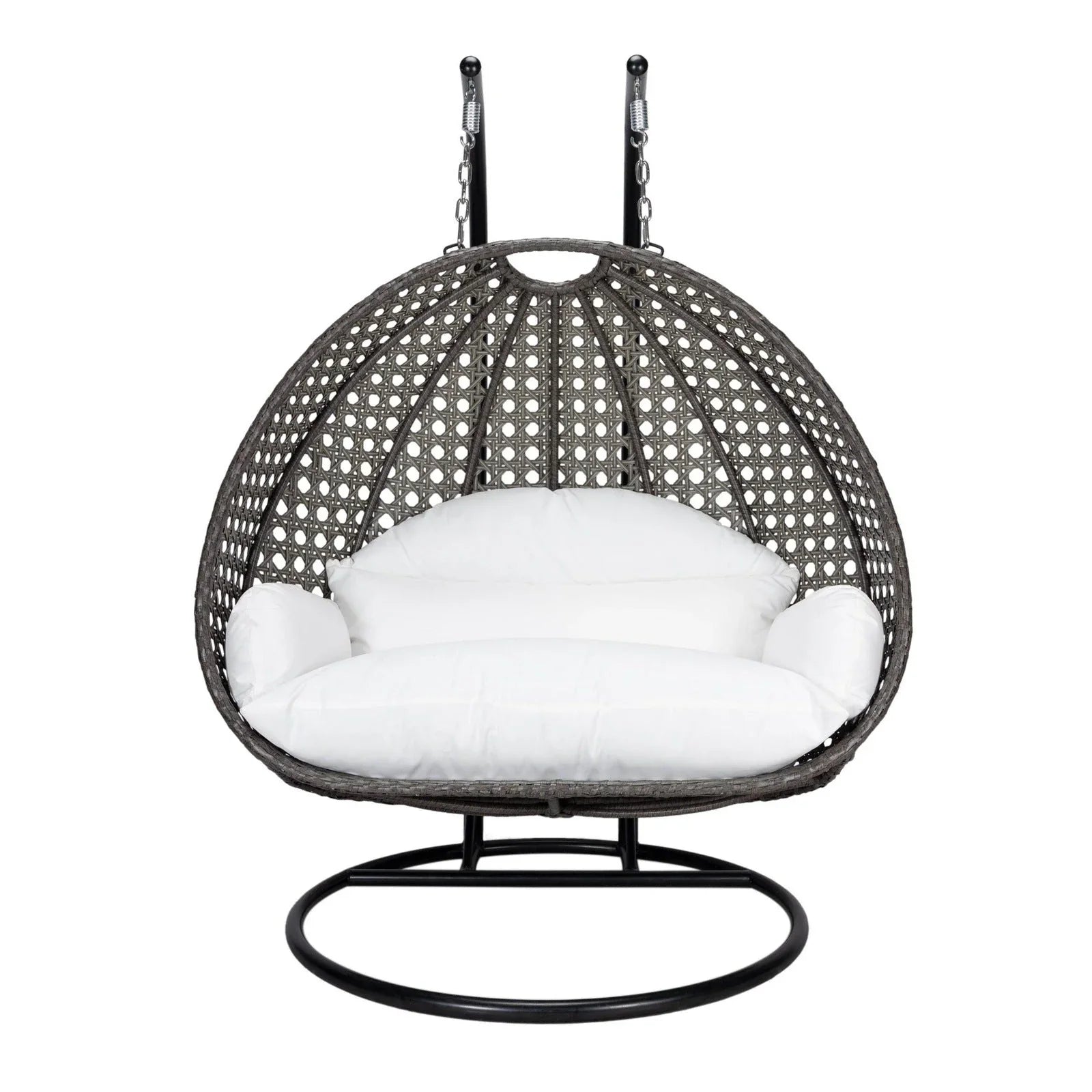 Modern Charcoal Wicker Hanging Double Seater Egg Swing Chair - Elax Furniture