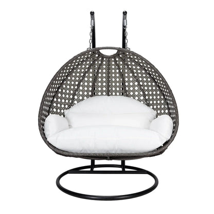 Modern Charcoal Wicker Hanging Double Seater Egg Swing Chair - Elax Furniture