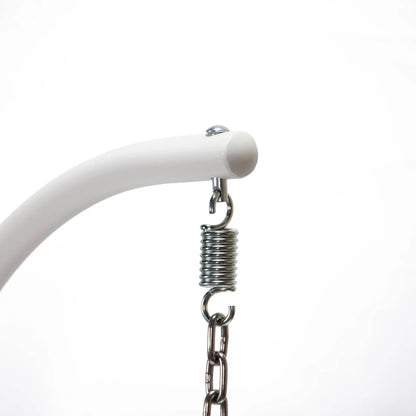 White Wicker Hanging Single Egg Swing Chair With Cushions - Elax Furniture