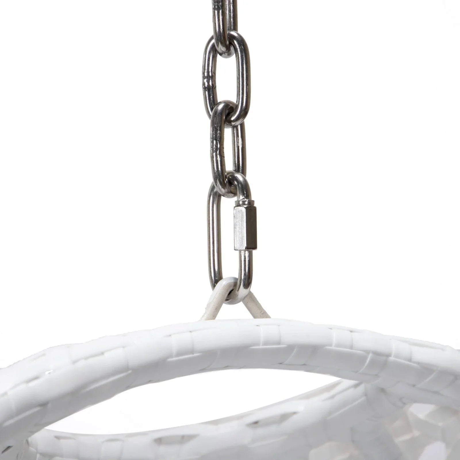 White Wicker Hanging Single Egg Swing Chair With Cushions - Elax Furniture