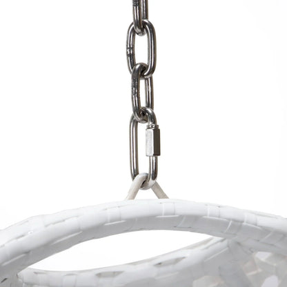 White Wicker Hanging Single Egg Swing Chair With Cushions - Elax Furniture