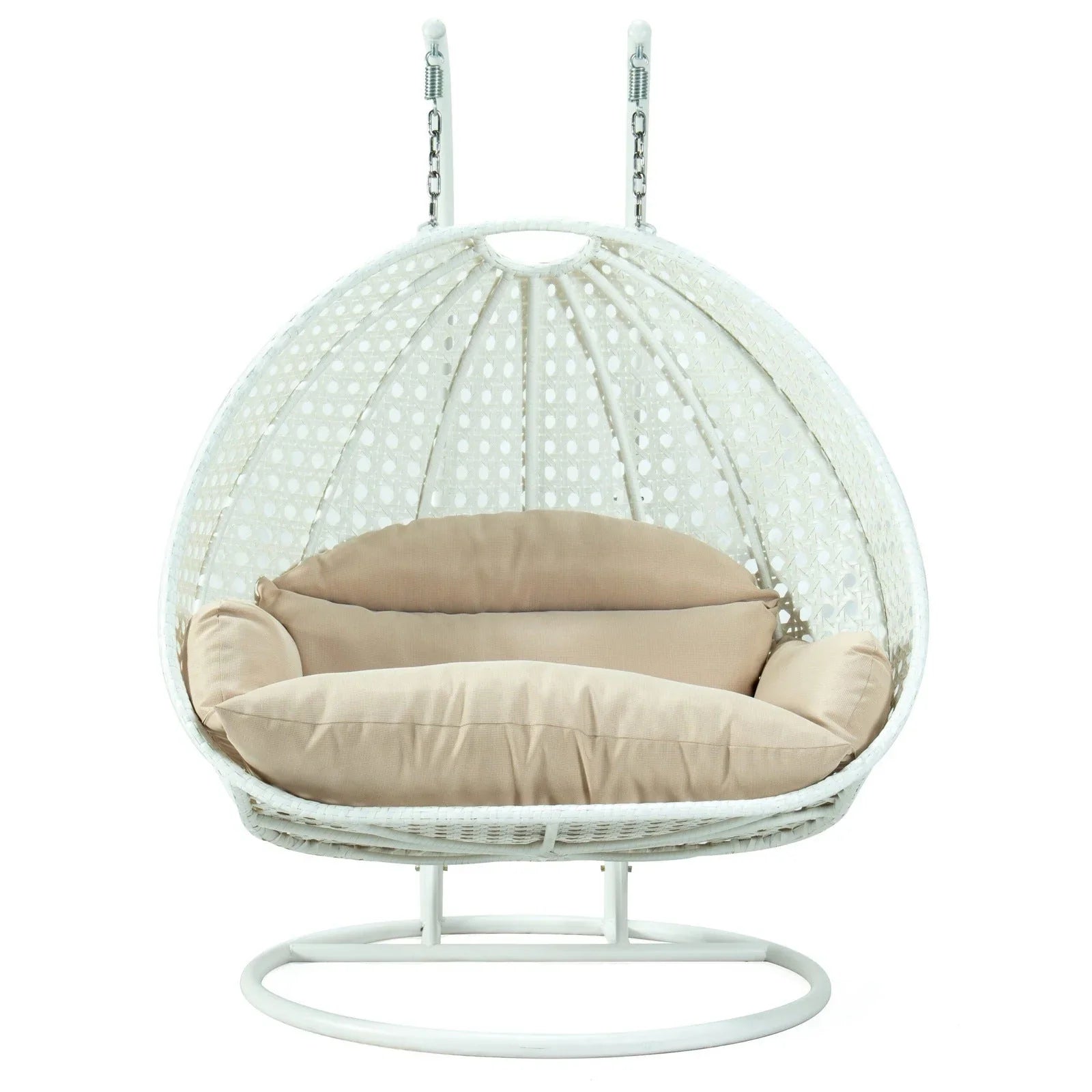 Modern White Wicker Hanging Double Seater Egg Swing Chair - Elax Furniture