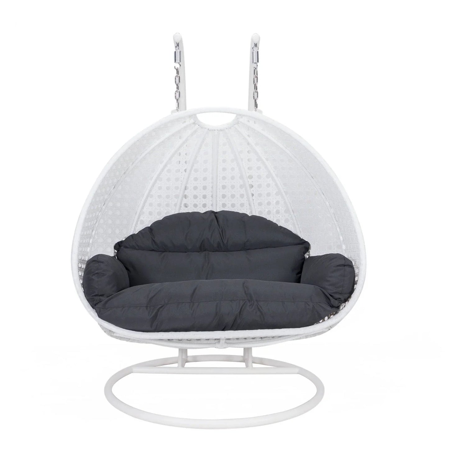 Modern White Wicker Hanging Double Seater Egg Swing Chair - Elax Furniture