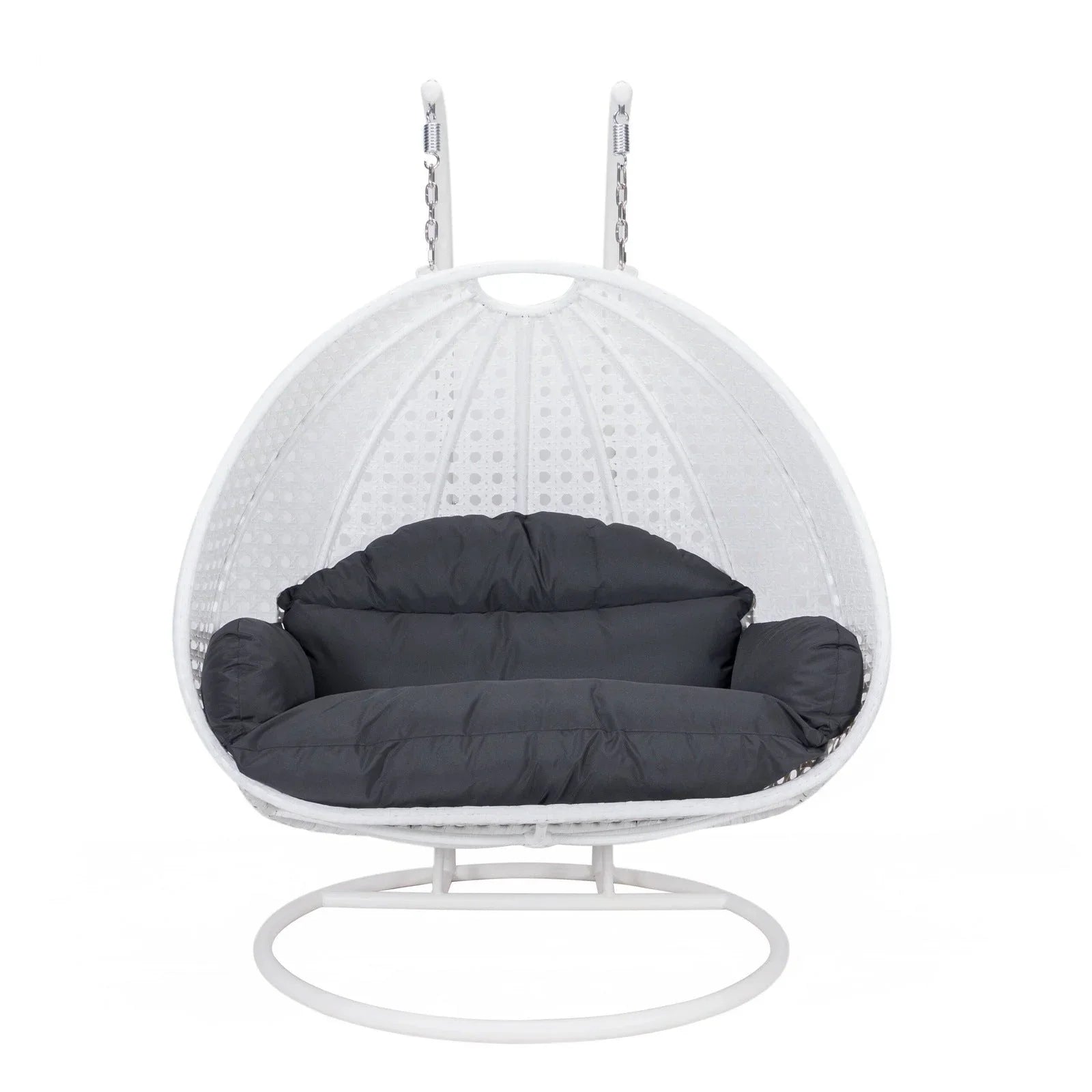 Modern White Wicker Hanging Double Seater Egg Swing Chair - Elax Furniture