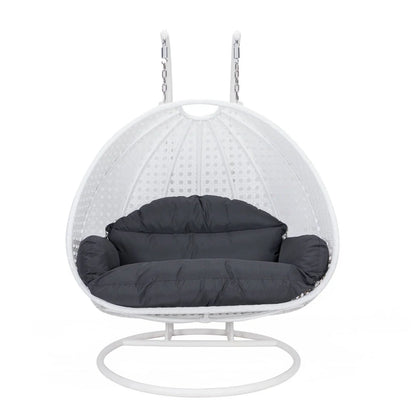 Modern White Wicker Hanging Double Seater Egg Swing Chair - Elax Furniture