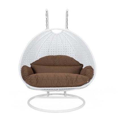 Modern White Wicker Hanging Double Seater Egg Swing Chair - Elax Furniture