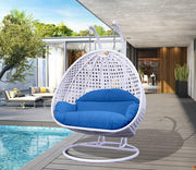 Modern White Wicker Hanging Double Seater Egg Swing Chair - Elax Furniture