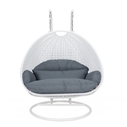 Modern White Wicker Hanging Double Seater Egg Swing Chair - Elax Furniture
