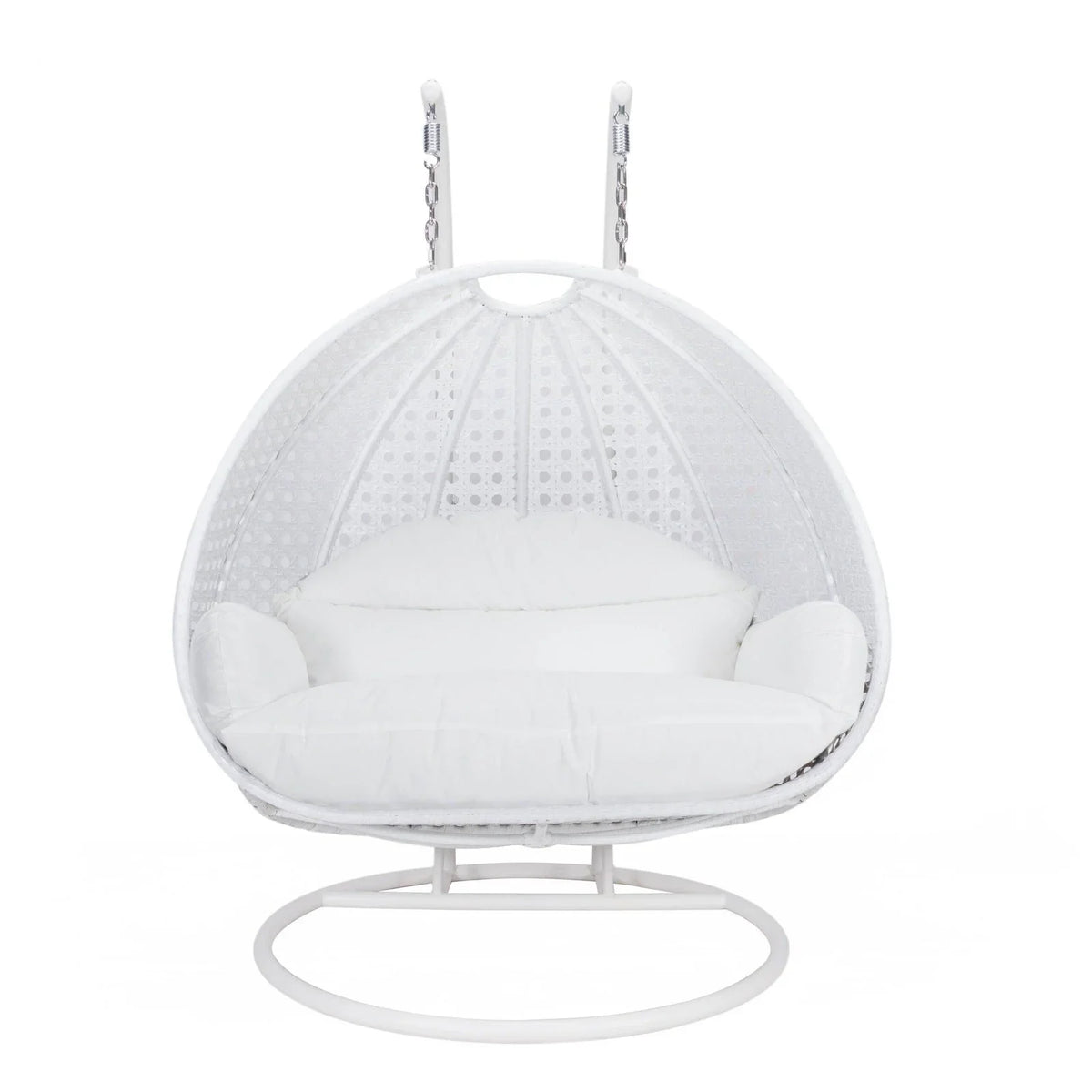 Modern White Wicker Hanging Double Seater Egg Swing Chair - Elax Furniture