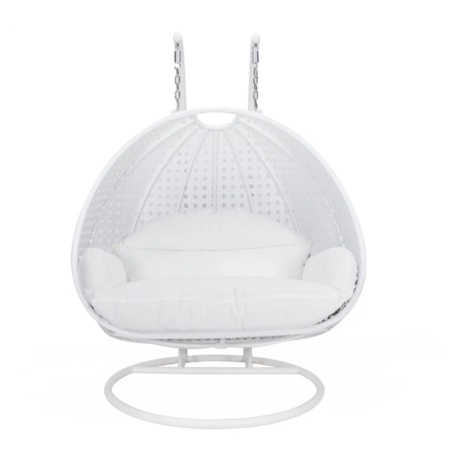 Modern White Wicker Hanging Double Seater Egg Swing Chair - Elax Furniture