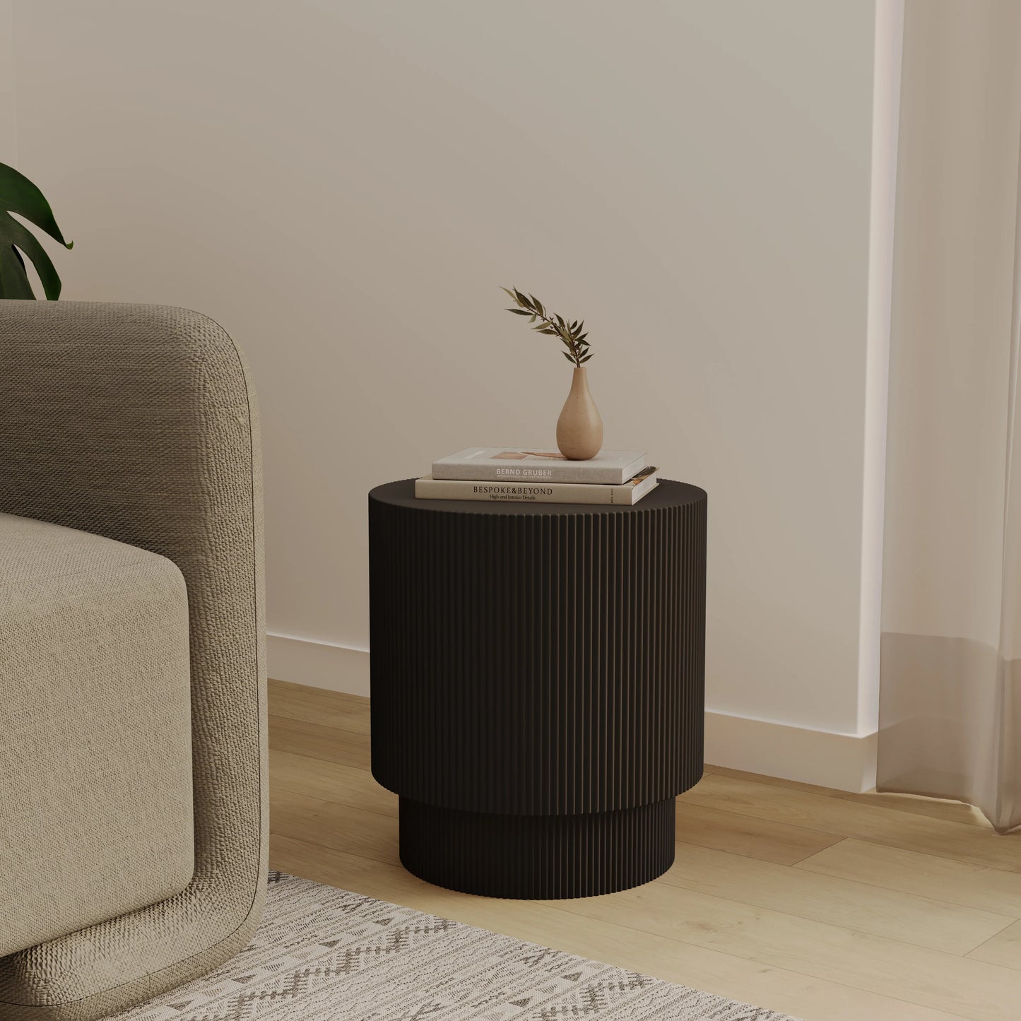 Eden Series Side Table in Fiberstone Round Accent Table for Home, Living Room, Indoor, and Outdoor - Elax Furniture