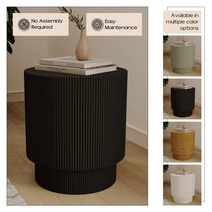 Eden Series Side Table in Fiberstone Round Accent Table for Home, Living Room, Indoor, and Outdoor - Elax Furniture