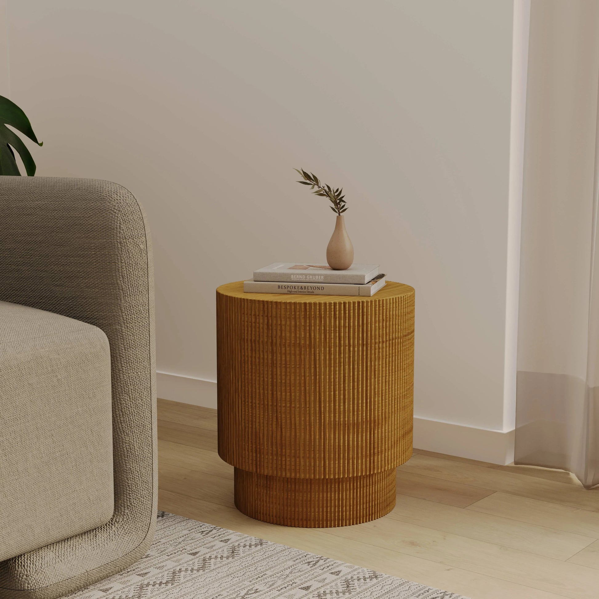 Eden Series Side Table in Fiberstone Round Accent Table for Home, Living Room, Indoor, and Outdoor - Elax Furniture