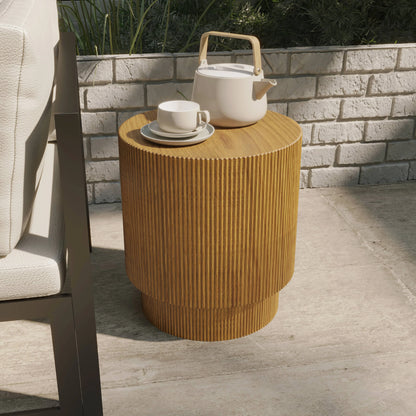 Eden Series Side Table in Fiberstone Round Accent Table for Home, Living Room, Indoor, and Outdoor - Elax Furniture