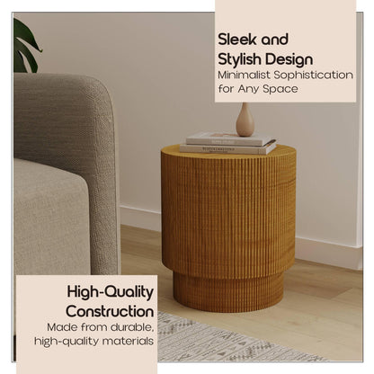 Eden Series Side Table in Fiberstone Round Accent Table for Home, Living Room, Indoor, and Outdoor - Elax Furniture