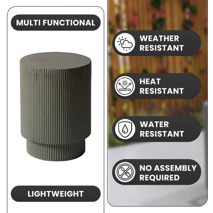 Eden Series Side Table in Fiberstone Round Accent Table for Home, Living Room, Indoor, and Outdoor - Elax Furniture