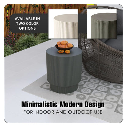 Eden Series Side Table in Fiberstone Round Accent Table for Home, Living Room, Indoor, and Outdoor - Elax Furniture