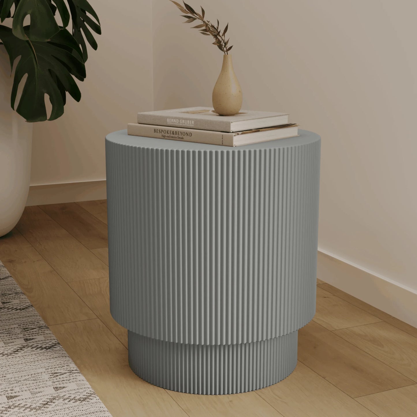 Eden Series Side Table in Fiberstone Round Accent Table for Home, Living Room, Indoor, and Outdoor - Elax Furniture