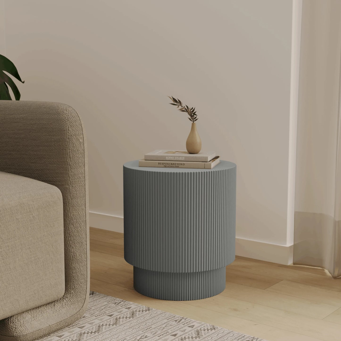 Eden Series Side Table in Fiberstone Round Accent Table for Home, Living Room, Indoor, and Outdoor - Elax Furniture