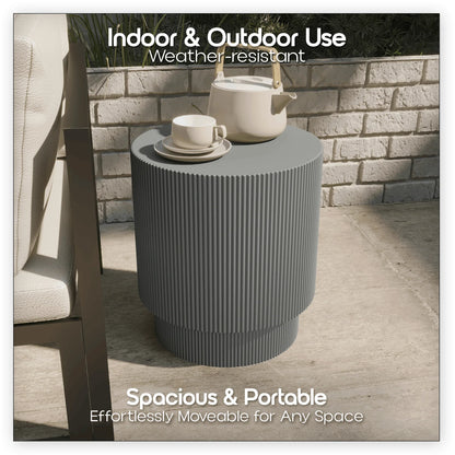 Eden Series Side Table in Fiberstone Round Accent Table for Home, Living Room, Indoor, and Outdoor - Elax Furniture