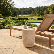 Eden Series Side Table in Fiberstone Round Accent Table for Home, Living Room, Indoor, and Outdoor