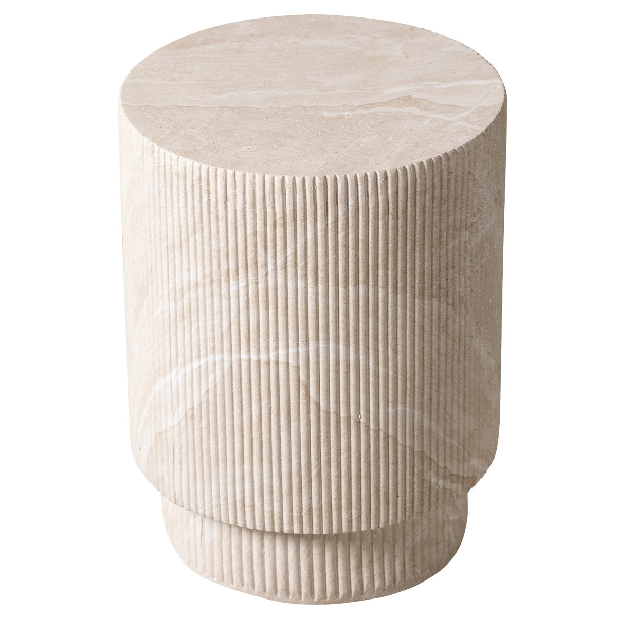 Eden Series Side Table in Fiberstone Round Accent Table for Home, Living Room, Indoor, and Outdoor