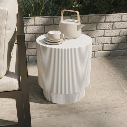 Eden Series Side Table in Fiberstone Round Accent Table for Home, Living Room, Indoor, and Outdoor - Elax Furniture