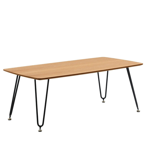 Elmwood Rectangular Coffee Table with Ash Wood Tabletop in Iron - Elax Furniture