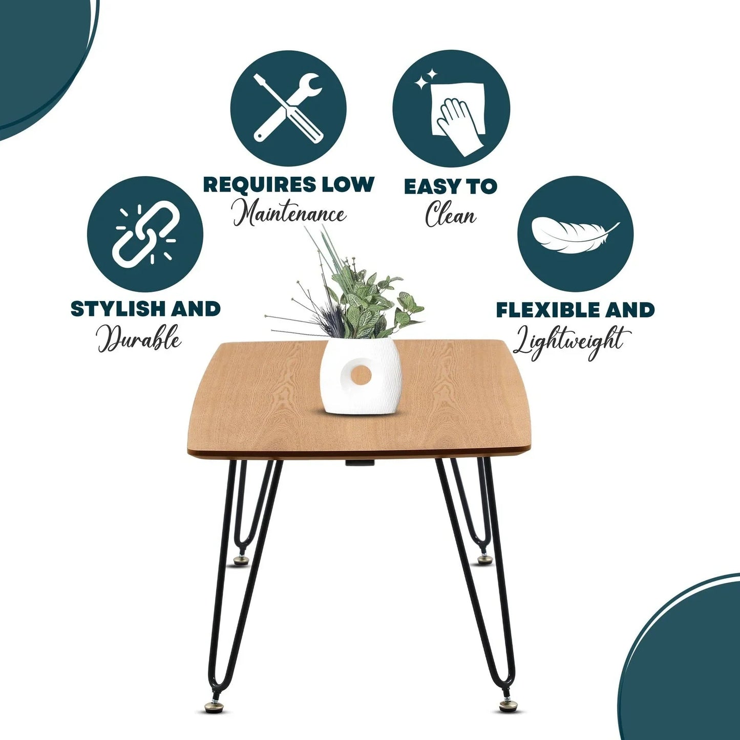 Elmwood Rectangular Coffee Table with Ash Wood Tabletop in Iron - Elax Furniture