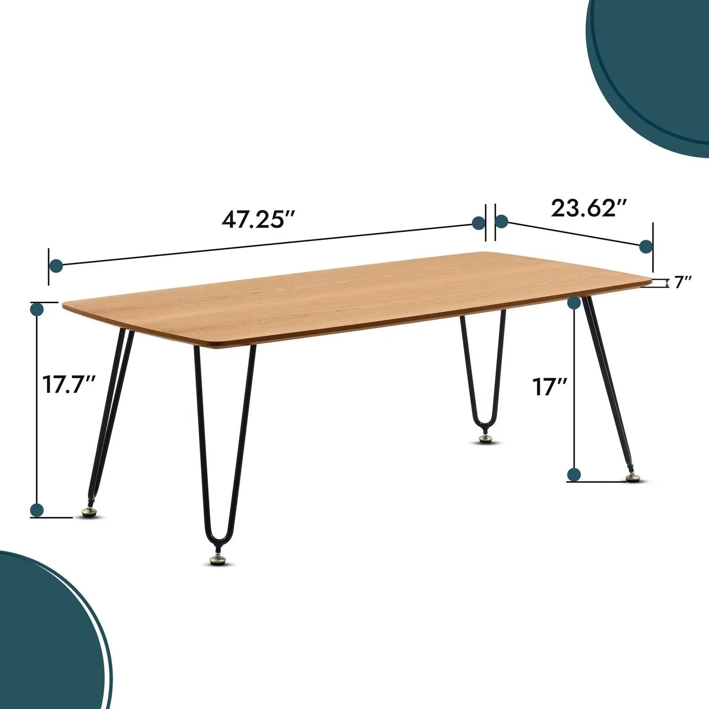 Elmwood Rectangular Coffee Table with Ash Wood Tabletop in Iron - Elax Furniture