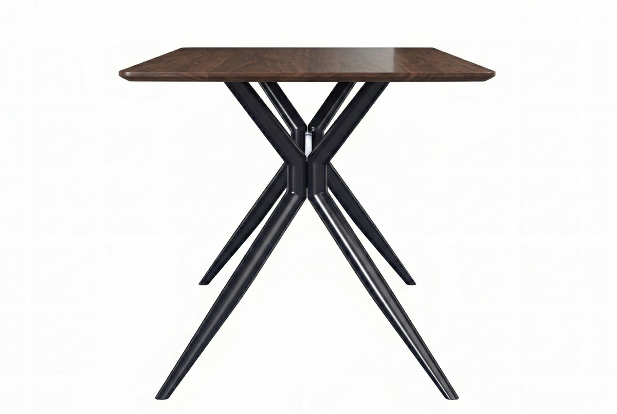 Elega Rectangular Dining Table with Sintered Stone/Glass Rectangular Top and Black Stainless Steel Base