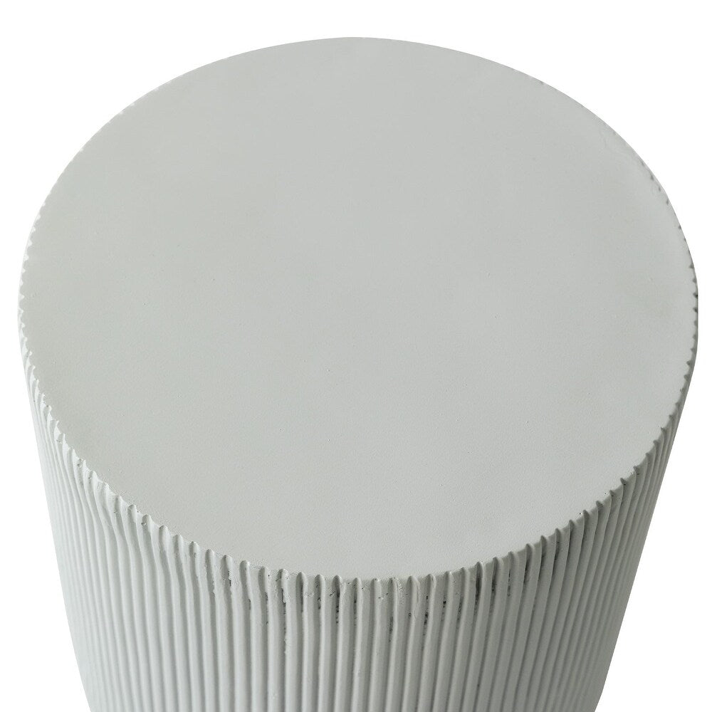 Eden Series Side Table in Fiberstone Round Accent Table for Home, Living Room, Indoor, and Outdoor