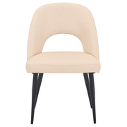 Fest Leather Dining Chairs Curved Open-Back Design with Black Steel Legs