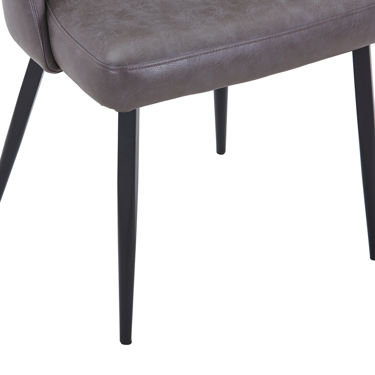 Fest Leather Dining Chairs Curved Open-Back Design with Black Steel Legs