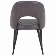 Fest Leather Dining Chairs Curved Open-Back Design with Black Steel Legs