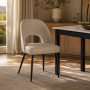 Fest Leather Dining Chairs Curved Open-Back Design with Black Steel Legs