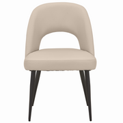 Fest Leather Dining Chairs Curved Open-Back Design with Black Steel Legs